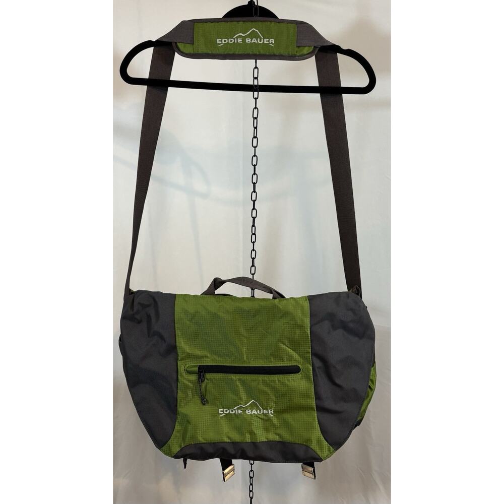 Eddie Bauer Laptop Messenger Shoulder Bag Zipper Weather Resistant Green Work